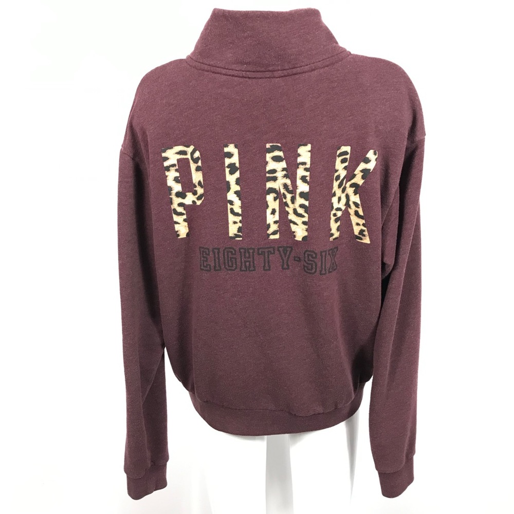 PINK leopard logo half zip pullover